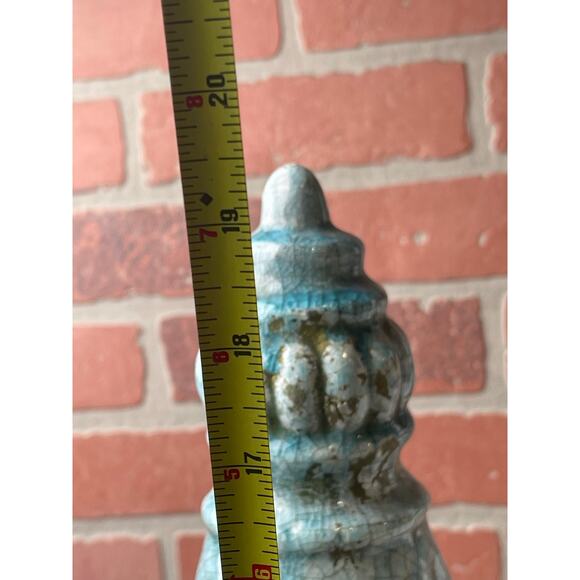 Unbranded Large Ceramic Finial Turquoise Crackle Glaze Architectural 19" - Picture 4 of 9